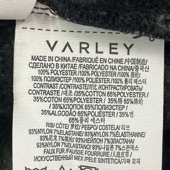 Varley Zebra Print Sherpa Fleece Full Zip Jacket Black Gray Size M - Picture 10 of 11